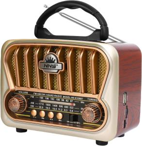 AM FM Retro Radio Portable Vintage Shortwave Radio with Bluetooth Speaker
