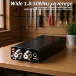 ATU-130 Antenna Tuner, 1.8-50MHz HAM Radio Antenna Tuner, 200W Micro Shortwave Automatic Antenna Tuner for Home Vehicle Field Radio Use, 10-15VDC OLED Display