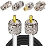 UHF CB Coax Cable,16.4FT PL259 RG8X Coaxial Cable ,UHF Male to Male Low Loss CB Antenna Cable with UHF BNC SMA Antenna Adapter Kits 4 Type for HAM CB Radio, VHF Radio, SWR Meter, Coax Switch Tuner