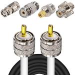 UHF CB Coax Cable,32.8FT PL259 RG8X Coaxial Cable ,UHF Male to Male Low Loss CB Antenna Cable with UHF BNC SMA Antenna Adapter Kits 4 Type for HAM CB Radio, VHF Radio, SWR Meter, Coax Switch Tuner