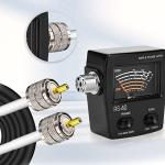 UHF CB Coax Cable,49.2FT PL259 RG8X Coaxial Cable ,UHF Male to Male Low Loss CB Antenna Cable with UHF BNC SMA Antenna Adapter Kits 4 Type for HAM CB Radio, VHF Radio, SWR Meter, Coax Switch Tuner