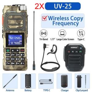 Baofeng UV25 Walkie Talkie Long Range Tri-power Two Way Radio & BT Mic+771Ant US
