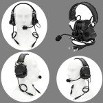 HEARFALCOM Dual Communication COMTA III Tactical Headset with PTT Adapters U94 PTT Compatible with Baofeng UV-5R, UV-82 Walkie Talkie Suitable for Airsoft Sports, Hunting, Hearing Protection(BK)