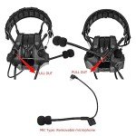 HEARFALCOM Dual Communication COMTA III Tactical Headset with PTT Adapters U94 PTT Compatible with Baofeng UV-5R, UV-82 Walkie Talkie Suitable for Airsoft Sports, Hunting, Hearing Protection(BK)