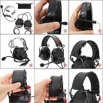 HEARFALCOM Dual Communication COMTA III Tactical Headset with PTT Adapters U94 PTT Compatible with Baofeng UV-5R, UV-82 Walkie Talkie Suitable for Airsoft Sports, Hunting, Hearing Protection(BK)