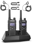 KETELESE T3G IP67 Waterproof Walkie Talkies for Adults, Heavy Duty 2 Way Radios with Earpiece, Three Charging Options, GMRS Radio, USB, NOAA, VOX(2 Pack), Black/Grey
