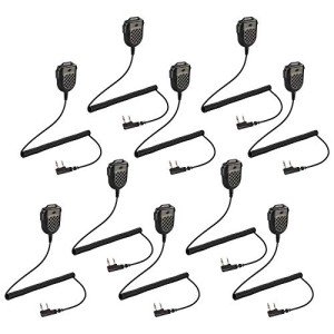 10 Pack APM086-K2 Speaker Microphone Compatible with BaoFeng BTECH UV-5R UV-5RA UV-5RE UV-5R3 BF-F8HP UV-82HP Kenwood 2-PIN 2 Pin Radios NX-1200 NX-1300 NX-P1200 NX-P1300 NX-3220 NX-3320 NX-3420