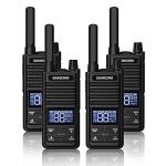 Samcom GMRS Walkie Talkies Long Range, Type-C Rechargeable Two Way Radio with earpiece for Adults, 2-Way Radios Handheld Two-Way Radios with USB Base Charger for Camping (4 Pack, Black)