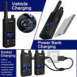 Samcom GMRS Walkie Talkies Long Range, Type-C Rechargeable Two Way Radio with earpiece for Adults, 2-Way Radios Handheld Two-Way Radios with USB Base Charger for Camping (4 Pack, Black)