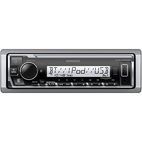 KENWOOD KMR-M332BT Car & Marine Stereo - Single Din, Bluetooth Audio, USB MP3, Aux in, AM FM Radio SiriusXM Ready, Weatherproof, Multi Color Illumination