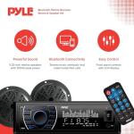 Pyle Marine Headunit Receiver Speaker Kit - In-Dash LCD Digital Stereo Built-in Bluetooth & Microphone w/ AM FM Radio System 5.25’’ Waterproof Speakers (2) MP3/SD Readers & Remote Control-PLMRKT46BK