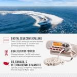 Cobra MR F45-D Fixed Mount VHF Marine Radio – 25 Watt VHF, Submersible, LCD Display, Noise Cancelling Microphone, NOAA Weather Channels, Signal Strength Meter, Scan Channels, White