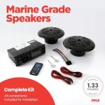 Pyle Marine Headunit Receiver Speaker Kit - In-Dash LCD Digital Stereo Built-in Bluetooth & Microphone w/ AM FM Radio System 5.25’’ Waterproof Speakers (2) MP3/SD Readers & Remote Control-PLMRKT46BK