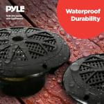 Pyle Marine Headunit Receiver Speaker Kit - In-Dash LCD Digital Stereo Built-in Bluetooth & Microphone w/ AM FM Radio System 5.25’’ Waterproof Speakers (2) MP3/SD Readers & Remote Control-PLMRKT46BK