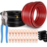 1/0 Gauge Wire(20ft Each - Red/Black) Copper Clad Aluminum CCA - Primary Automotive Wire,Car Amplifier Power & Ground Cable with 10-in Cable Cutter for Car Stereo,Solar, Auto, RV Trailer & Marine