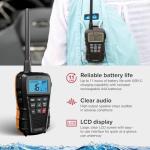 Cobra BlueBound 150 VHF Handheld Marine Radio - Black - 3-Watt, Floating, Long Range, NOAA Weather Alerts, International Functionality, IPX7 Waterproof, USB-C, Submersible, LCD Screen, Belt Clip