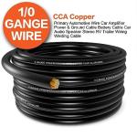 1/0 Gauge Wire(20ft Each - Red/Black) Copper Clad Aluminum CCA - Primary Automotive Wire,Car Amplifier Power & Ground Cable with 10-in Cable Cutter for Car Stereo,Solar, Auto, RV Trailer & Marine