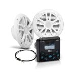 BOSS Audio Systems MCKGB450W.6 6.5 Inch Speakers & Marine Boat Gauge Stereo - Bluetooth Head Unit, No CD DVD Player, AM/FM Radio Receiver, NOAA Weather Band, IPX6 Weatherproof, USB