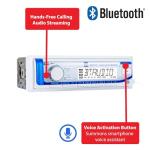 Dual Electronics MXD140 Marine Radio | AM/FM Stereo Receiver | 8-Character LCD | Single DIN | Boat Radio with Built-in Bluetooth | USB Port with 2.1 A Charging | White