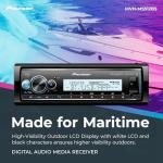 Pioneer MVH-MS512BS Marine Digital Media Receiver – Bluetooth, SiriusXM, USB, FLAC, Conformal Coating, Color Change, White Display for Outdoor, AM/FM Radio, Hi-Volt RCA, iPhone/Android Compatible