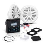 BOSS Audio Systems MCKGB450W.6 6.5 Inch Speakers & Marine Boat Gauge Stereo - Bluetooth Head Unit, No CD DVD Player, AM/FM Radio Receiver, NOAA Weather Band, IPX6 Weatherproof, USB