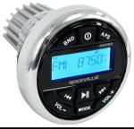 Rockville RGHR2 Marine Gauge Hole Receiver w Bluetooth USB, Radio + Wired Remote