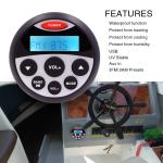 GUZARE Boat Marine Stereo Receiver Bluetooth Audio AM FM Gauge Waterproof Radio