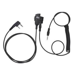 Tigrett Outdoors SMC Push-to-Talk Cable w/ 3.5mm Audio Cable Adapter for Kenwood K1 Radios Including Baofeng UV5R - PTT for Electronic Earmuffs - Hook and Loop Upgrade for Plate Carriers