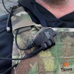 Tigrett Outdoors SMC Push-to-Talk Cable w/ 3.5mm Audio Cable Adapter for Kenwood K1 Radios Including Baofeng UV5R - PTT for Electronic Earmuffs - Hook and Loop Upgrade for Plate Carriers