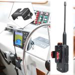 HYS Universal Ham CB Radio/All HT’s Microphone Hanger with Belt Clip/Universal Round Knob, Walkie Talkies/Marine Radio Back Belt Clip Holder Mount for Anytone Midland Icom Kenwood Yaesu (Black-4pcs)