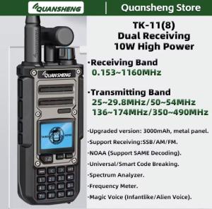 Quansheng TK11(8) Two Way Radio AM SSB FM NOAA 10W Walkie Talkie Magic Voice