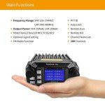 Radioddity DB25 Pro Dual Band Quad-Standby Mini Mobile Car Truck Radio, 4 Color Display, 25W Vehicle Transceiver with Cable + High Gain Quad Band Antenna
