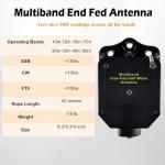 JYR8010-150W End Fed Half Wave Antenna for Ham Radio 8 Band 10m 12m 15m 17m 20m 30m 40m 80m Long Wire Antenna, 1:64 Balun No Tuning Great for POTA/SOTA