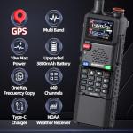 BAOFENG Ham Radio Handheld Long Range 5RH PRO GPS 10W Walkie Talkies NOAA Weather Receiver Two Way Radio Rechargeable 3800mAh Battery with USB-C Charger Tri Band Antenna for Hunting Gear,2 Pack