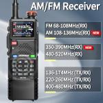 BAOFENG Ham Radio Handheld Long Range 5RH PRO GPS 10W Walkie Talkies NOAA Weather Receiver Two Way Radio Rechargeable 3800mAh Battery with USB-C Charger Tri Band Antenna for Hunting Gear,2 Pack