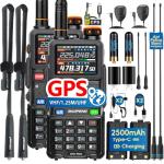 BAOFENG BF-5RH PRO GPS 10Ｗ Ham Handheld Radio, Multi-Band Long Range Two-Way Radio with 18.89'' Tactical Antenna, Aviation/VHF/UHF/ 1.25m Scanner, NOAA APRS 5RM Walkie Talkies Type-C Charging,2 Pack