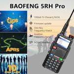 BAOFENG BF-5RH PRO GPS 10Ｗ Ham Handheld Radio, Multi-Band Long Range Two-Way Radio with 18.89'' Tactical Antenna, Aviation/VHF/UHF/ 1.25m Scanner, NOAA APRS 5RM Walkie Talkies Type-C Charging,2 Pack