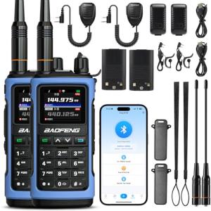 BAOFENG UV-7B Handheld Ham Radio, Chirp & Wireless APP Programmable, UV FM Aviation NOAA Receiver, 1000 CHs 10 Zones, USB-C Charing Port, Channel Copy, SOS Strobe, with Speaker Mic [2Packs]
