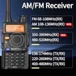 Baofeng M-5R 8W Multi Band Ham Radio Walkie Talkie VHF UHF AM FM Aviation Band