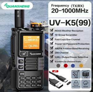 Quansheng UV-K6 MultipleBand HAM Transceiver K5 (99) VHF UHF 5W Aviation RX