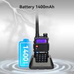 Retevis RT-5R 2 Way Radio Long Range, Walkie Talkies with Shoulder Mic, Dual Band, 128CH, Emergency Alarm, Handheld Two Way Radios, 1400mAh Rechargeable Ham Radio for Hunt, Hiking, Sking (2 Pack)