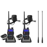 Retevis RT-5R Dual Band Two-Way Radio with High Gain Antenna, Ham Radios, Shoulder Mic, Emergency Alarm, 1400mAh Battery, Long Range Walkie Talkie for Amateur Camping Hunting (2 Pack)
