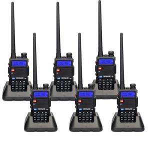 Retevis RT-5R Dual Band Two Way Radio, Walkie Talkie with Earpieces, 128CH,High Power, Emergency Alarm, VOX, 1400mAh Battery, 2 Way Radio Long Range for Aldults School Church Security (6 Pack)