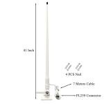 Marine VHF Radios Antenna for Boat Radios, 7meters RG-58U Cable, Adjustable Ratchet, Nails