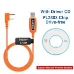 BAOFENG USB Programming Cable CH340 Chip Compatible UV-5R Mini BF-F8HP Pro 5RM DM32 UV-32 GMRS GM-15PRO UV-5G Plus GM21 K5PLUS AR-152 UV-21R Quansheng UV-K5 8 Ham Radio Accessories,Orange