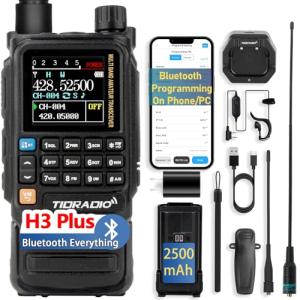 Ham Radio Handheld TIDRADIO TD-H3 Plus, Web Upgrade, APP PC Wireless Programming, Multi-Band Long Range Walkie Talkies, NOAA Weather Receiver, Two-Way Radio with 15.15" TD-771 Antenna-1 Pack Full Kit