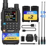 TIDRADIO TD-H3 Ham Radio Handheld(2PCS Batteries), 8-Bands, Wireless &Type C Programming, Frequency Match, Air Band &771 Long Antennas, Walkie Talkie Rechargeable Portable Two Way Radio Full Kit 1Pack