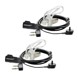 TIDRADIO Walkie Talkie Earpiece with Mic 2 Pin Acoustic Tube Headset TD-M8s TD-V2 TD-H3 TD-H8 H-777 RT21 RT22 RT68 Baofeng UV-5R Mini BF-F8HP 5RM UV-5G UV-32 DM-32 GM21 2 Way Radio-2 Pack