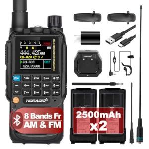 TIDRADIO TD-H3 GMRS Radio Handheld, USB-C Charging & Programming, Multi-Band Two Way Radios Long Range, NOAA FM AM, Copy Frequency, Rechargeable Walkie Talkies with 2500mAh Battery (x2), 1 Pack-Black