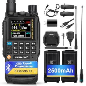 TIDRADIO TD-H3 Ham Radio Handheld,Type C & Wireless Programming,Multi-Band Portable Two Way Radio with AirBand Antenna&Speaker Mic,2Pcs Batteries,Frequency Match,DTMF FM NOAA SCAN Walkie Talkies-1Pack